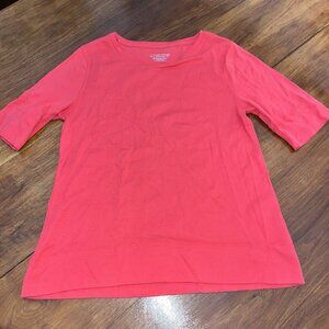 Chico's Shirt Womens Size 1 Medium Stretch Tee, Pink/Coral Color